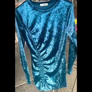 Velvet Teal Long Sleeve Dress